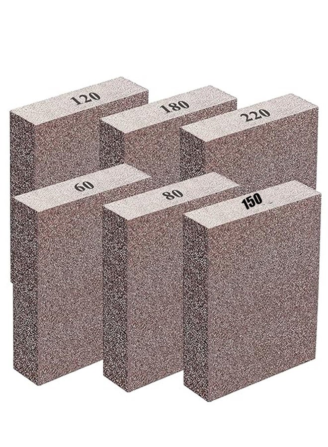 هابي دي عبوة مكونة من ستة كتل من ورق الصنفرة، كل عبوة تحتوي على 6 أنواع من الحبيبات: 60/80/120/220/180/150. إسفنج صنفرة يدوي قابل للغسل وإعادة الاستخدام، مناسب للأخشاب، الحوائط الجافة، ومعجون المعدن. - Image 3